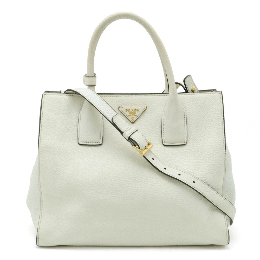 Prada Handbag Crossbody Bag Leather Two tone Ivory White
